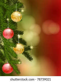 Fir branches with Christmas decoration