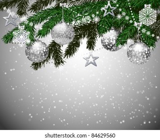 Fir branches with Christmas decoration