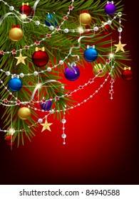 Fir branches with Christmas decoration