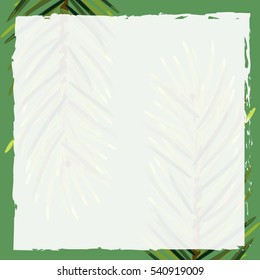 Fir Branches Christmas Text Frame Green Background