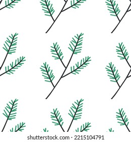 Fir branches pattern in modern scandinavian style in vector. Abstract nordic geometric design for winter decoration interior, print posters, greeting card, business banner, wrapping.