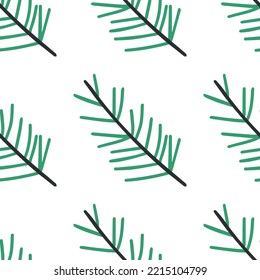 Fir branches pattern in modern scandinavian style in vector. Abstract nordic geometric design for winter decoration interior, print posters, greeting card, business banner, wrapping.