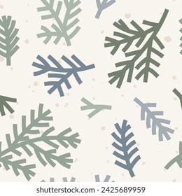 Fir branches seamless pattern. Perfect for Christmas cards, invitations, decorations, textiles and more.