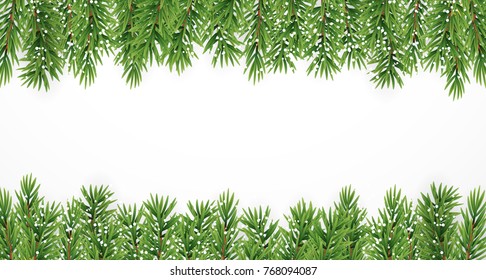 Fir Branches with Snow. Merry Christmas and New Year Winter Background. Vector Illustration EPS10