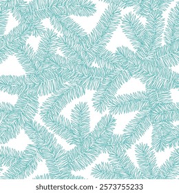 Fir brunces seamles pattern hand drawn botanical sketch vintage vector illustration.