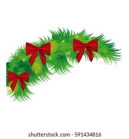 fir with christmas bow arc icon, vector illustraction design