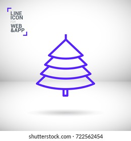 fir christmas tree line vector icon