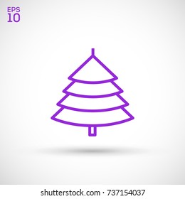 fir christmas tree line vector icon