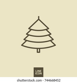 fir christmas tree line vector icon