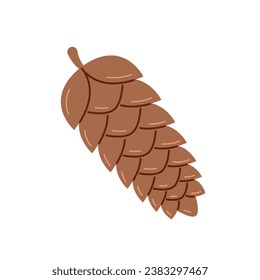 Fir cone. Fruit of conifer tree. Forest botanical element. Flat vector illustration isolated on white background.