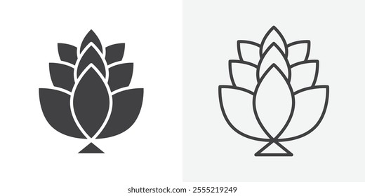 Fir cone icon. outlined vector style.