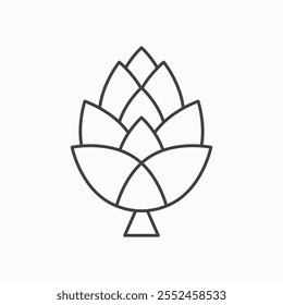Fir cone icon set in blackthin line style.