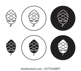Fir cone icon set. pine nuts vector symbol in black filled and outlined style.