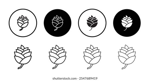 Fir cone icon Thin line flat illustration