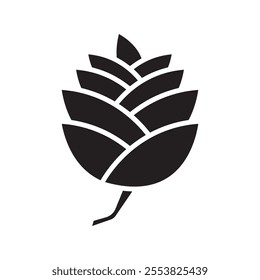 Fir cone icon Thin line flat illustration