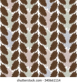 The fir cone pattern. Forest brown cone. Christmas design. Vector illustration.