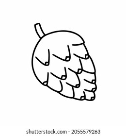 Tannenkegel im Dudelstil. Farbbuch für Kinder. Vektorliniensymbol.