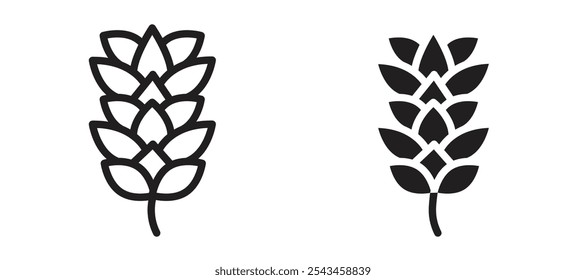 Fir cone vector icon set in black.