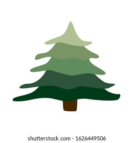 Fir in flat style symbol. Cartoon tree isolated on white background. Simple vector illustration