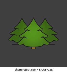 Fir forest color icon. Spruce. Christmas trees. Forestry. Isolated vector illustration