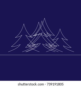 Fir forest drawing by simple line. Fir trees as merry christmas tree pattern. Vector illustration