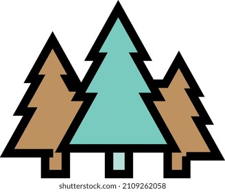 Fir forest icon. Group of evergreen conifer trees
