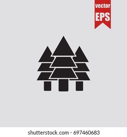 Fir forest icon in trendy isolated on grey background.Vector illustration.