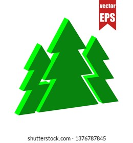 Fir forest icon.Isometric and 3D view.