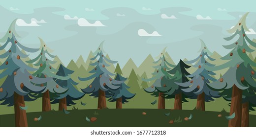 Fir forest illustration for background.