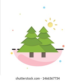 Fir, Forest, Nature, Trees Abstract Flat Color Icon Template. Vector Icon Template background