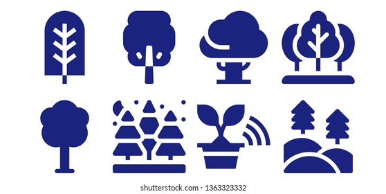 fir icon set. 8 filled fir icons.  Simple modern icons about  - Tree, Spruce, Forest
