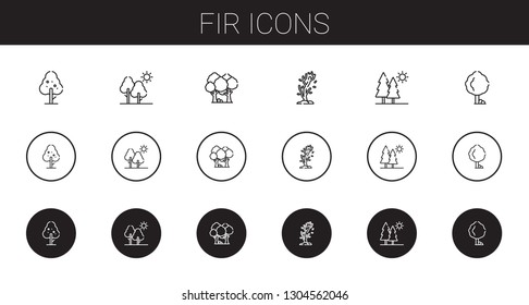 fir icons set. Collection of fir with tree, forest, trees. Editable and scalable fir icons.