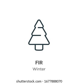 Umrisssymbol der Vektorillustration. Dünne schwarze Tannensymbol, einfache Vektorillustration aus bearbeitbarem Winterkonzept einzeln auf weißem Hintergrund