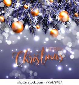 Fir Pine branch wreath vector clip art. Christmas party invitation template.