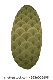 Fir or pine cone. Nature decoration symbol, forest sign. Isolated on white background. Set hand drawn coniferous cone. Colored vector illustration