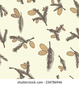 Fir pine cone seamless pattern, vector illustration