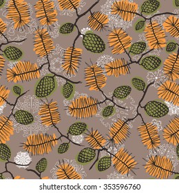fir pine pattern. christmass tree cones seamless vector illustration