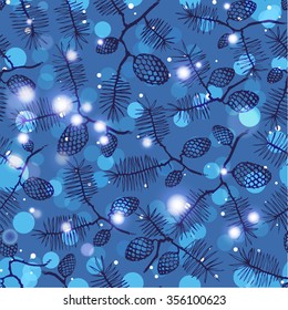 fir pine pattern. christmass tree cones seamless vector illustration