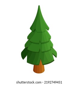 Fir, juego de pinos ui asset isométrico en el estilo de las caricaturas aislado en el fondo blanco. Elemento forestal, decoración.