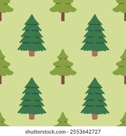 Fir seamless pattern, evergreen plant, spruce cedar background, New Year pattern for wrapping paper, postcard, banner