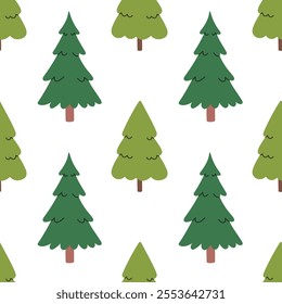 Fir seamless pattern, evergreen plant, spruce cedar background, New Year pattern for wrapping paper, postcard, banner