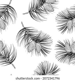 Fir seamless pattern on white background.