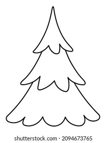 Fir. Sketch. Lush spruce without a trunk. Thuja tree icon. Coniferous plant. Vector illustration. Isolated white background. Happy new year and merry christmas. Idea for web design.