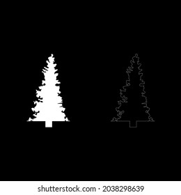 Fir spruce icon white color vector illustration flat style image set