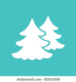 fir spruce pine tree wood christmas-tree xmas tree icon white simple on blue background