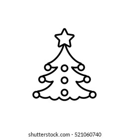 fir spruce pine tree wood christmas xmas outline thin line vector icon black on white background