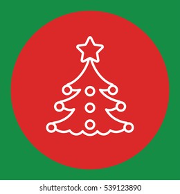 fir spruce pine tree wood christmas xmas symbol line white icon in red circle