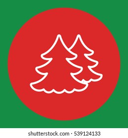 fir spruce pine tree wood christmas xmas symbol line white icon in red circle