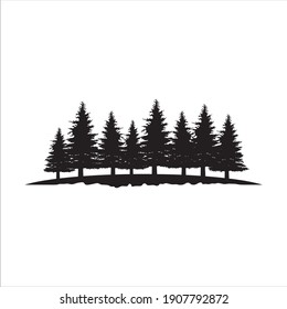 fir and spruce Tree silhouette black vector. Isolated set forest trees on white background.