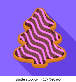 Fir tree biscuit icon. Flat illustration of fir tree biscuit vector icon for web design
